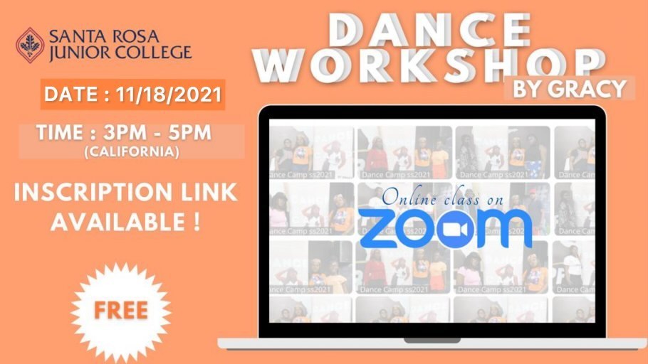Inscription Link Available! FREE DANCE WORKSHOP by GRACY on ZOOM