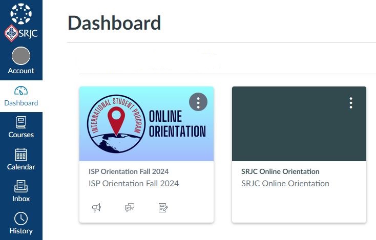 Screenshot of both Orientation courses in Canvas