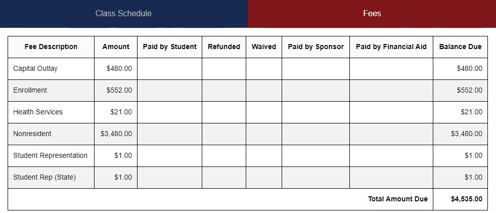 Sample Fee Schedule